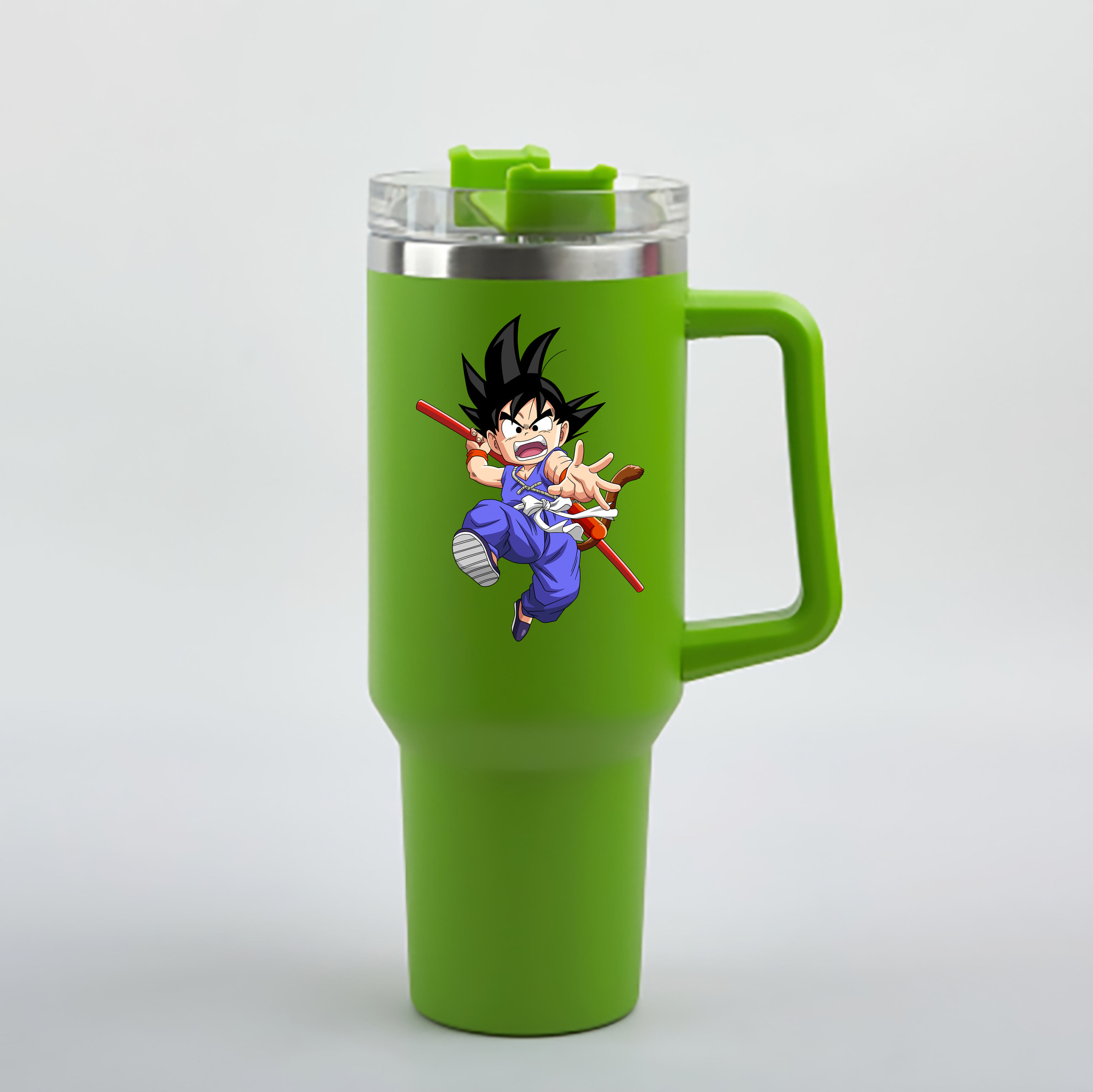 （画像用） ドラゴンボール 孫悟空（そん ごくう）Son Goku カカロット DRAGON BALL Kakarotto 1200mL車用タンブラー - クリスタルステッカー（プラスチックストロー付き）